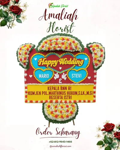 Karangan Papan Bunga Pernikahan di Kemitir